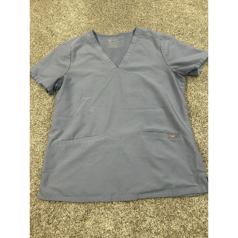Figs Womens M Casma Three-Pocket Scrub Top Gray Technical Collection #0320